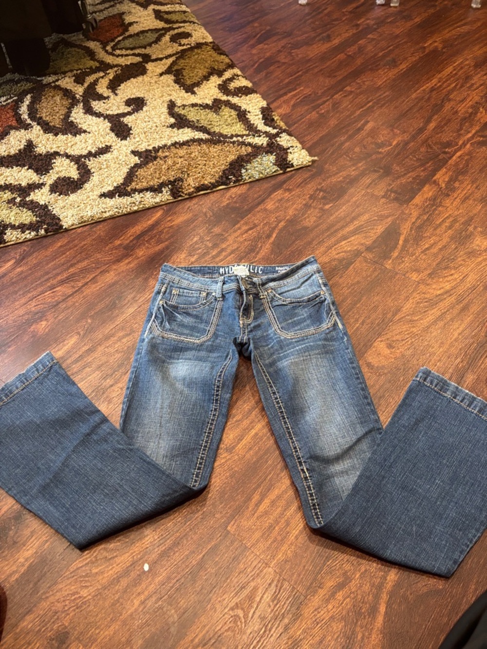Hydraulic Blue Low-Rise Flared Jeans